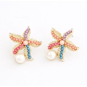 Starfish Pearl Stud Earrings